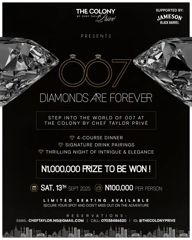 The Colony Privé By Chef Taylor: James Bond 007 Diamonds Are Forever